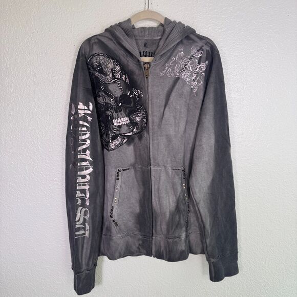 Konquest Closet Jacket Mens Large Skull Dragon Studded Y2K Grunge Streetwear NEW - Picture 2 of 16